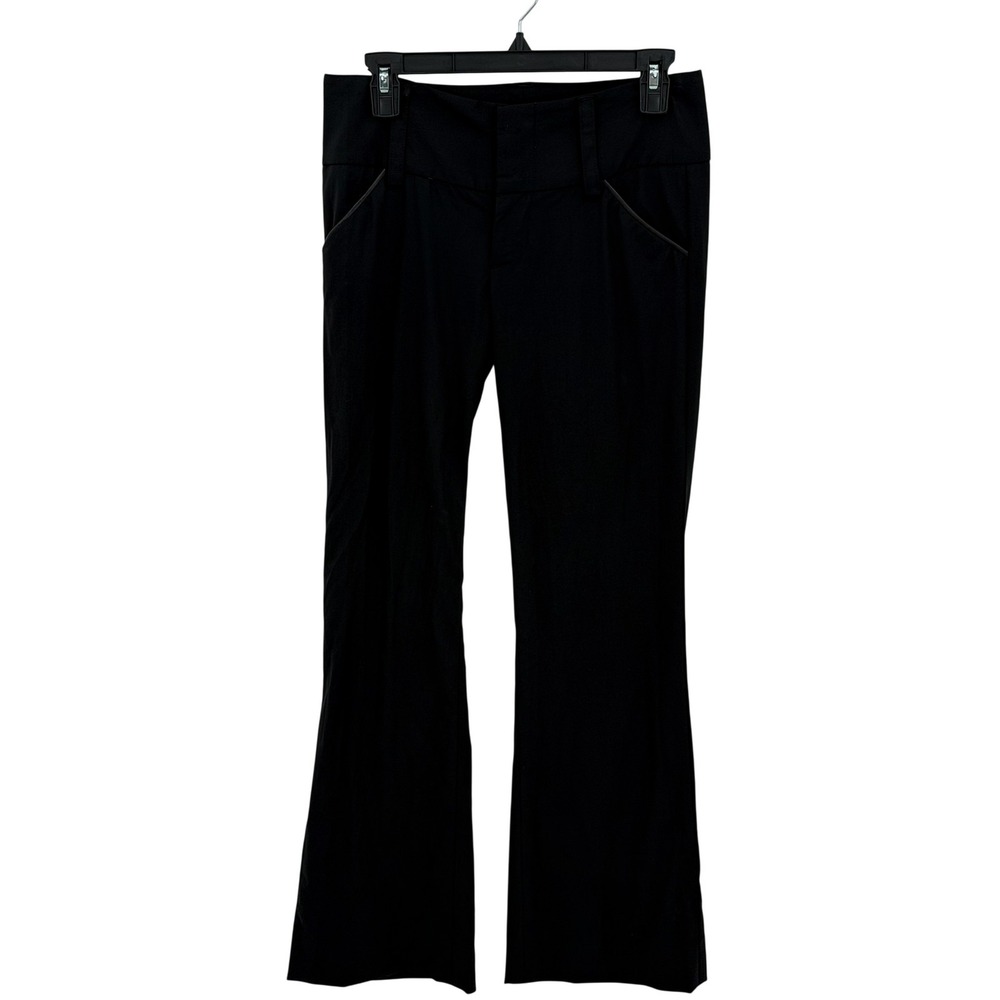 Alice + Olivia Pants Womens 2 Black Wool Flare Stretch Low Rise Office Career